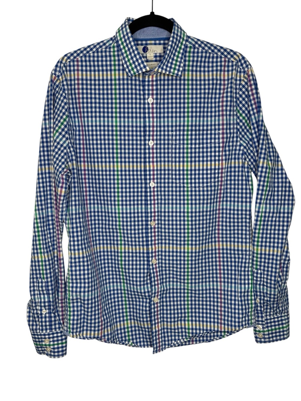 Boden Men’s Regular Fit Button-down Shirt Blue White Gingham Size Small Cotton